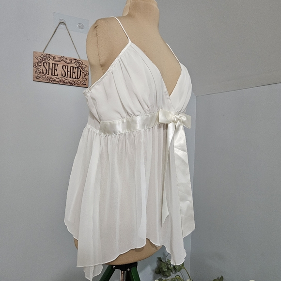 Vintage White Satin Babydoll Nightgown XL Lingerie Sleepwear Bridal Coquette - Picture 3 of 15